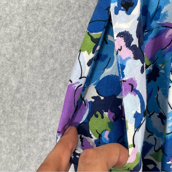 Vintage Floral Print Blue Button Front Midi Skirt - Picture 13 of 13